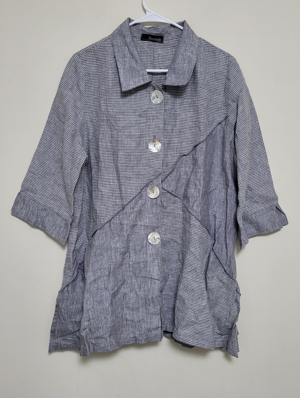 Moonlight Y&S Linen Tunic Plus Size 1X / 2X Lagenlook Artsy